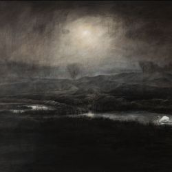 Zwaan in avondstemming acryl op doek 80 x120 cm