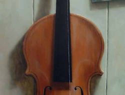 Stilleven viool 2009 olieverf op doek 30 x 80 cm